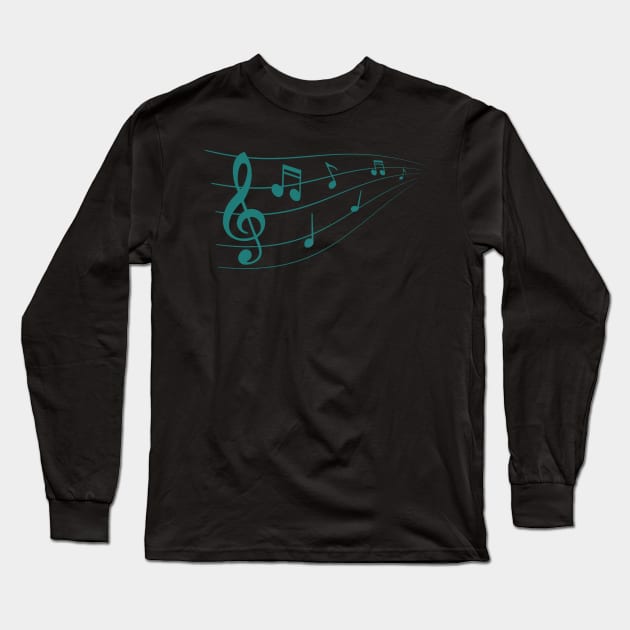 Musical notes teal Long Sleeve T-Shirt by Mi Bonita Designs